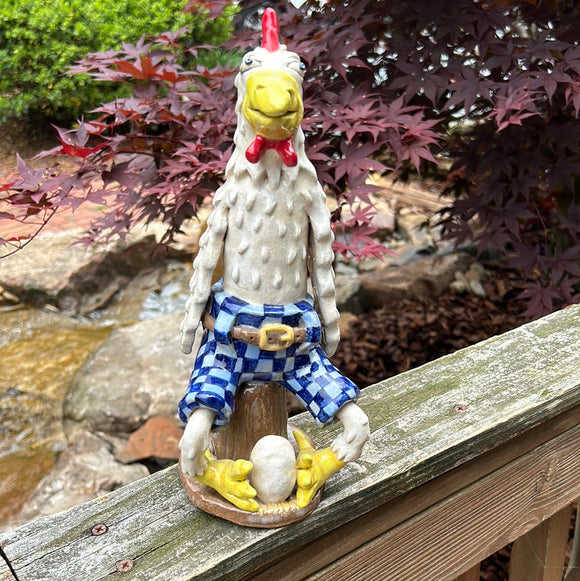 Stacey Lambert Rooster w Egg 10” t