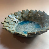 Leaf Bowl with Melted Glass 7" across 3" tall
