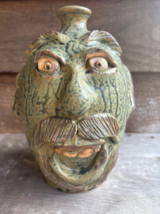 Wood ash Fired 26 th Anniversary 10" Face Jug by Crystal King