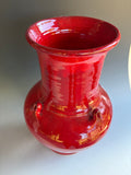 15"" Billy Ray Hussey Red vase Early signed BH Owens