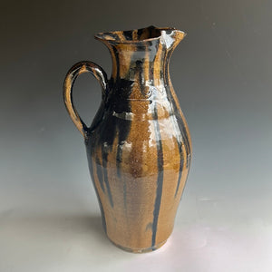 Dwayne Craig vase 15” blue glaze  runs