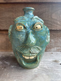 Turquoise Glazed 26th Anniversary 9” Face Jug by Crystal King