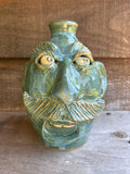 Turquoise Glazed 26th Anniversary 9” Face Jug by Crystal King