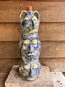 Wayne Hewell Triple Totem 14" face jug