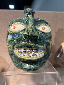 Billy Hussey Face Jug w Blue China Teeth 8"