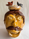 by Crystal King 12" Face Jug "BirdBrain"  2017