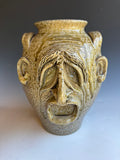 12" Sandy Cole Wood Fired Face Jug Jar