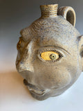 Billy Ray Hussey Face Jug Early made at Owens Pottery 8" XXI Firing