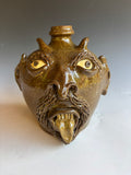 Billy Ray Hussey Face Jug Early made at Owens Pottery 6"
