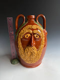13" Billy Ray Hussey Face Jug with Inscription. Early Owens
