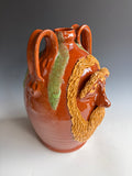 13" Billy Ray Hussey Face Jug with Inscription. Early Owens