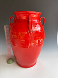 15"" Billy Ray Hussey Red vase Early signed BH Owens