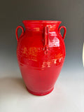 15"" Billy Ray Hussey Red vase Early signed BH Owens