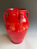 15"" Billy Ray Hussey Red vase Early signed BH Owens