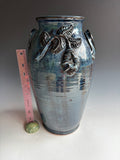 15" Billy Ray Hussey Vase with flower detail  Early signed BH Owens