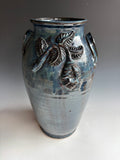 15" Billy Ray Hussey Vase with flower detail  Early signed BH Owens