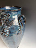 15" Billy Ray Hussey Vase with flower detail  Early signed BH Owens