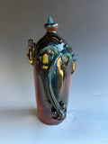 Jim Spires Modigliani style Face Jug 12" brilliant Orange