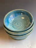 Wide Pasta  Bowls in Turquoise Glaze (set of 4)