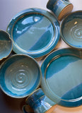 10" Dinner / 9" Dessert Plates in Turquoise Glaze (set of 4)