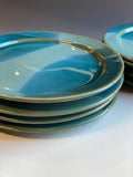 10" Dinner / 9" Dessert Plates in Turquoise Glaze (set of 4)