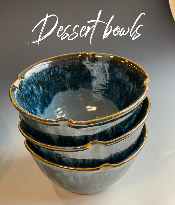 Side Salad Dessert Bowls in Midnight Blue Glaze (set of 4)