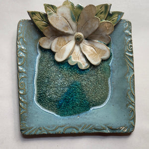 6" Square Tray with Hand Made Flower