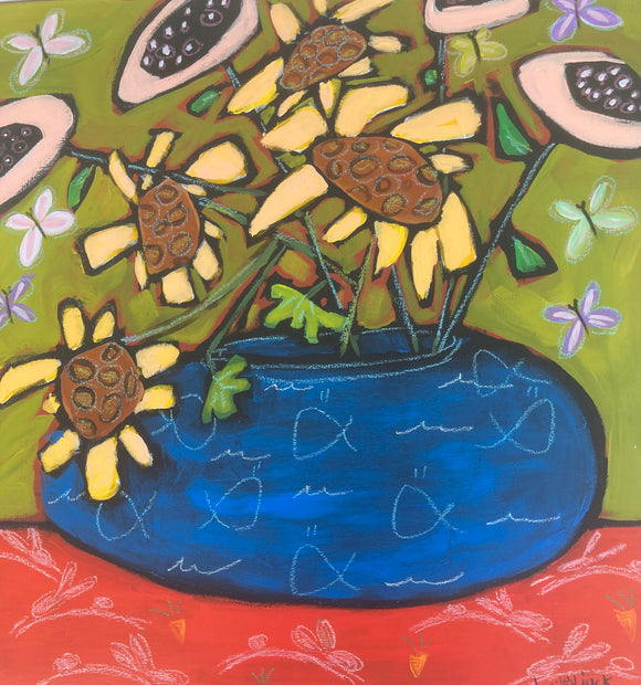 Blue Vase of flowers by Bailey Jack